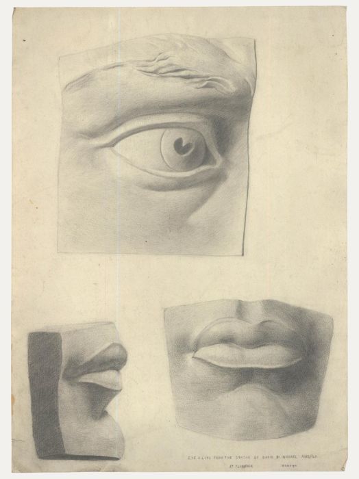 William Henry Ladd - 1910 Graphite Drawing, Details from the Statue of David