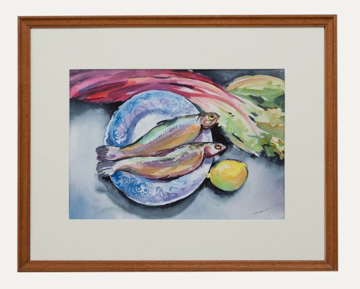 Gilbert - Framed Contemporary Watercolour, Fish Supper
