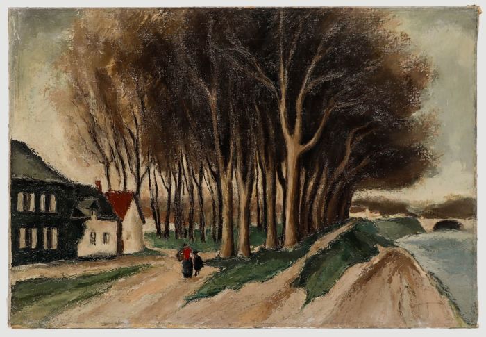 Mid 20th Century Oil - Riverside Walk