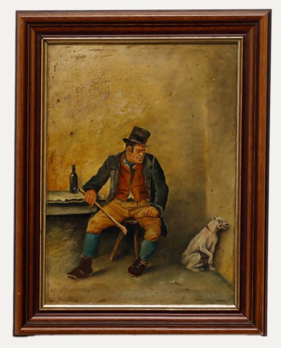 After Fred Barnard - Framed Late 19th Century Oil, Bill Sikes and Bullseye