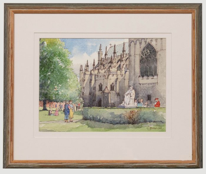 Colin Marshall  - 20th Century Watercolour, Cathedral Green