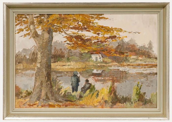 E. R. Gain - 20th Century Oil, Quiet Fishing at Waterloo Pond
