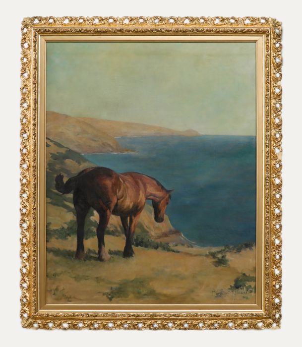 Margaret Neame - Framed Early 20th Century Oil, Brown Cob on a Coastal Cliff Top