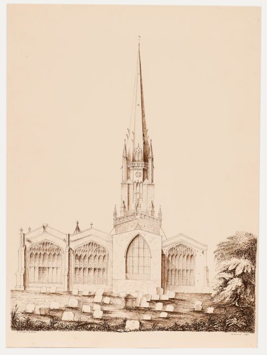 Charles Newport Bolton - 1835 Etching, Church Study