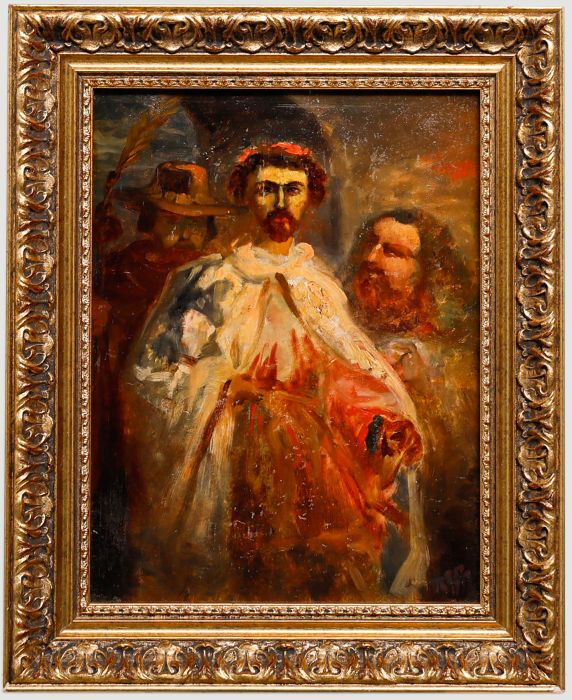 Late 19th Century Oil - Clergyman with Figures