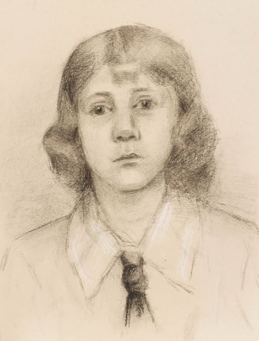 G. Querville - Early 20th Century Graphite Drawing, Portrait of a Girl