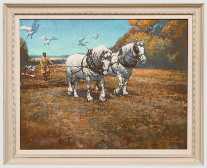 John Chamberlain - Framed 20th Century Oil, Harrowing Progress
