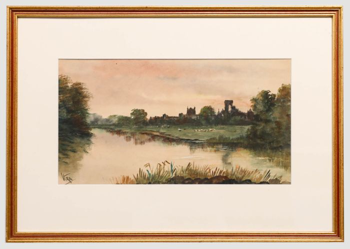 Vire  - 19th Century Watercolour, View of Kirkstall Abbey