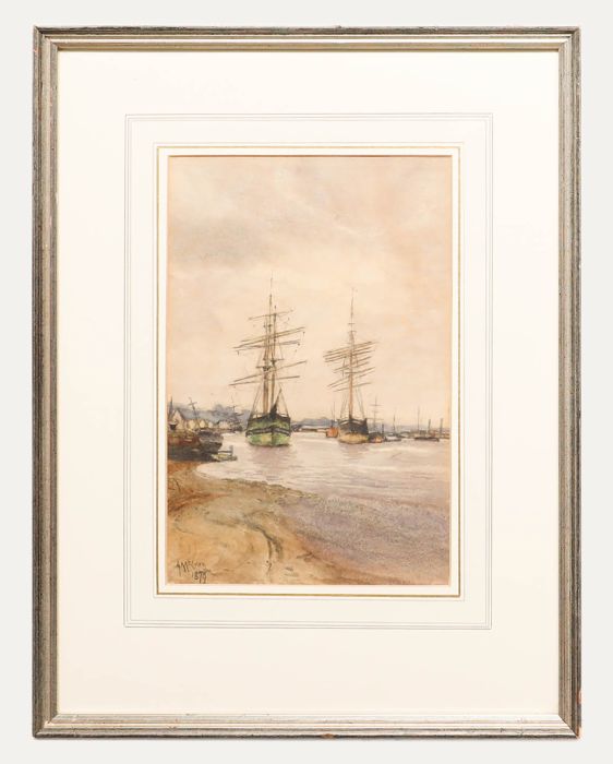 A. McLean - Framed Late 19th Century Watercolour, Moored Boats