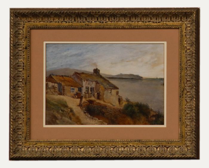 H.W - Framed Late 19th Century Watercolour, Cottage on the Cliff