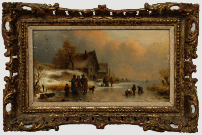 Vinterd  - Northern European School  19th Century Oil, On The Frozen River