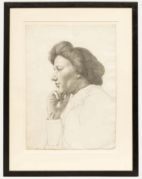 William Henry Ladd - Early 20th Century Graphite Drawing, Woman in Profile