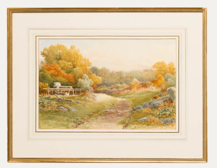 N.H - Late 19th Century Watercolour, Autumn Path