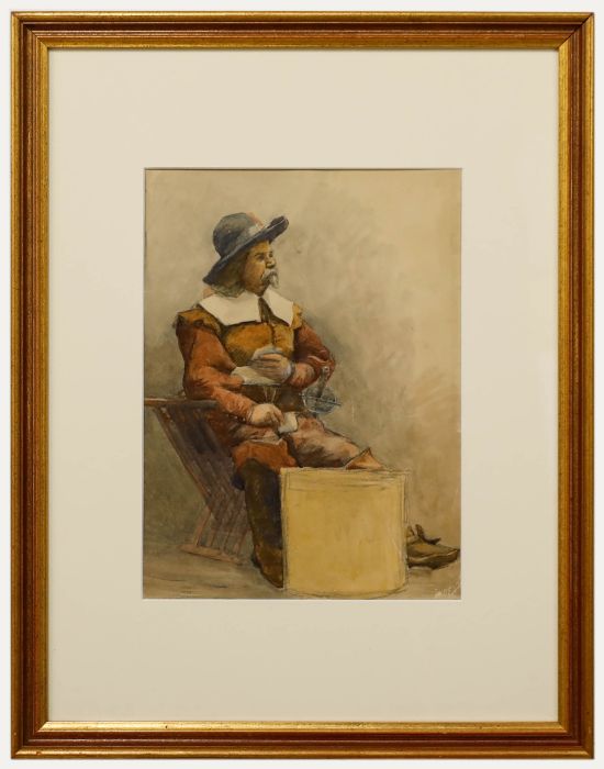 Framed Late 19th Century Watercolour - The Wounded Cavalier
