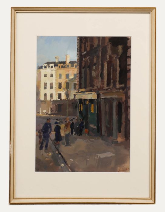 John Linfield (b.1930) - 1949 Oil, Wolverhampton Street Scene