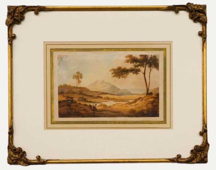 Follower of John Varley (1778-1842) - Framed Watercolour, Hermit in a Landscape 