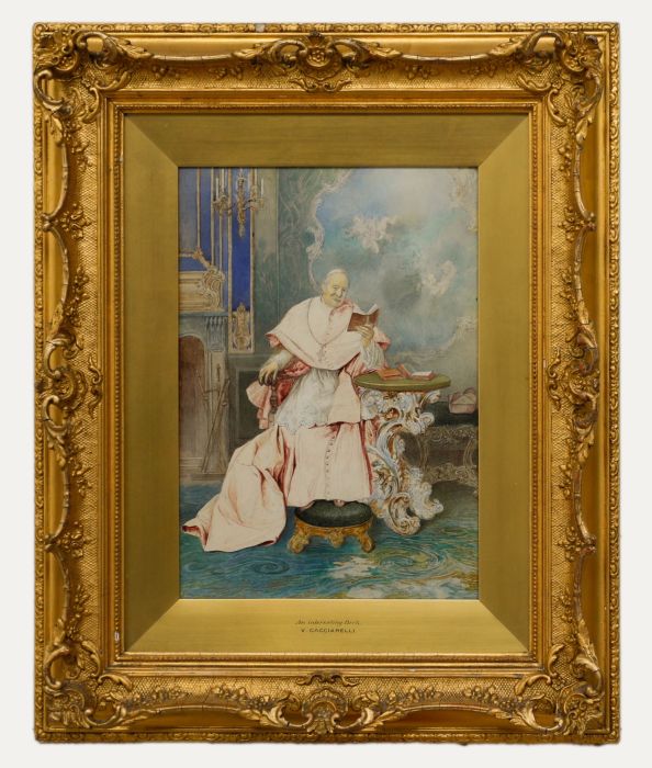 Victor Cacciarelli  - 19th Century Watercolour, An Interesting Book