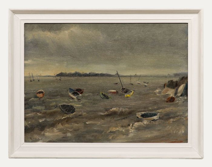 Framed 20th Century Oil - Bobbing Boats