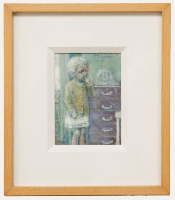 Colin Vincent - Framed 20th Century Tempera, Chest of Drawers and Clock