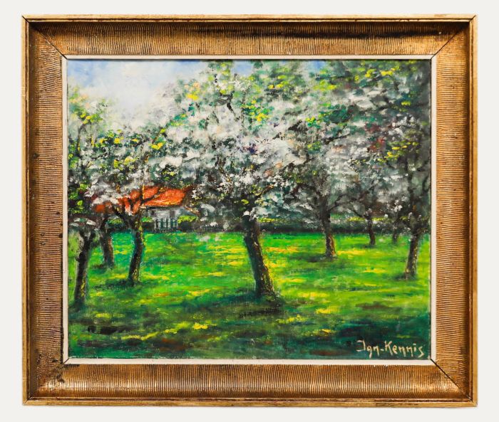 Jan-Kennis - Framed 20th Century Oil, Orchard in Blossom
