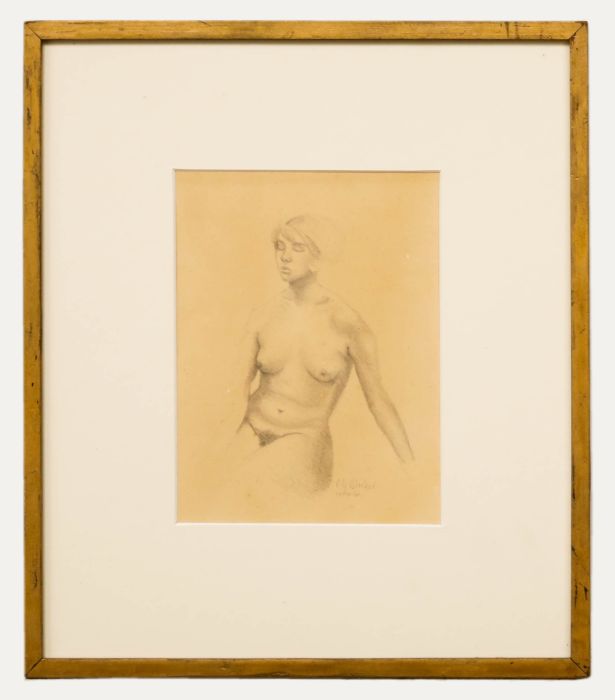 P. G. Blacker - 1961 Graphite Drawing, Half-length Study of the Female Body