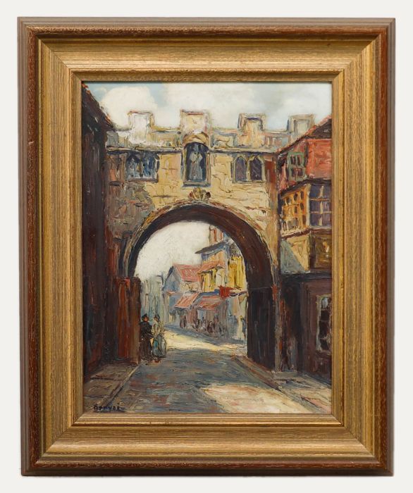 Mid 20th Century Oil - Quiet Street Scene