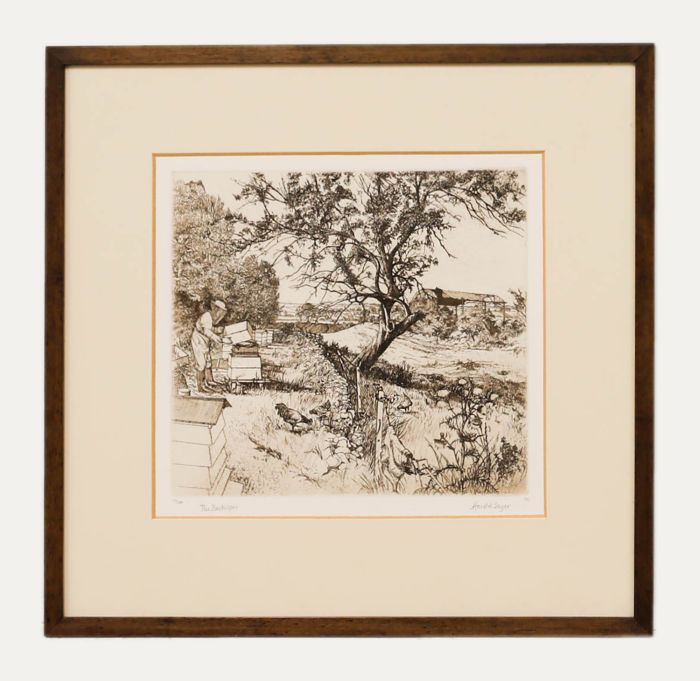 Harold Wilfred Sayer RE RWA (1913-1993) - Framed Etching, The Beekeeper
