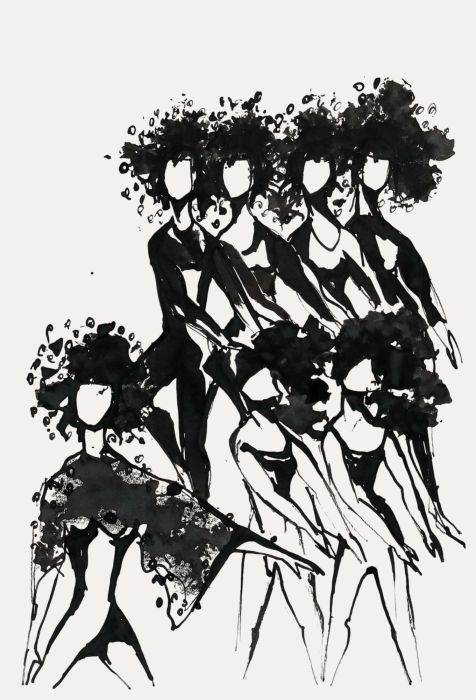 Charlotte Heister (1921-1998) - Mid 20th Century India Ink, Dancing Girls