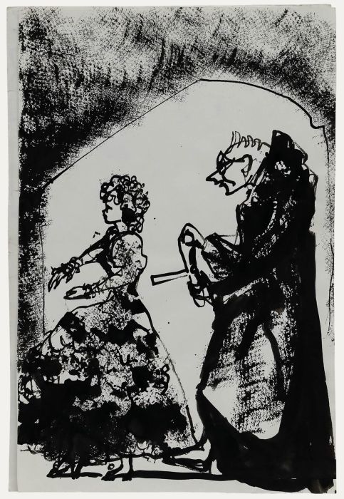 Charlotte Heister (1921-1998) - Mid 20th Century India Ink, On the Move