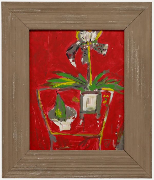 Framed Contemporary Acrylic - Orchid & Pear