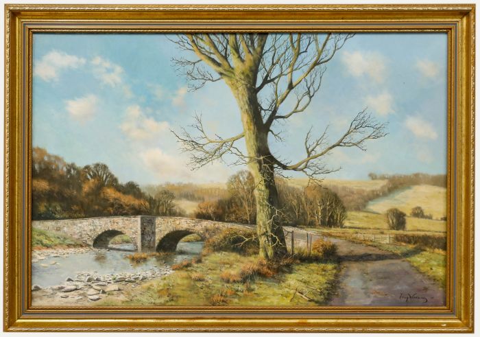 Tony Wooding (b.1969)  - 20th Century Oil, Stone Bridge in Winter