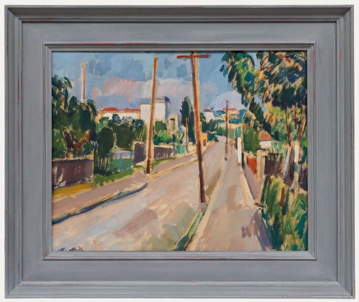 Manner of Cezanne  - Mid 20th Century Impressionist Oil, Suburban Street