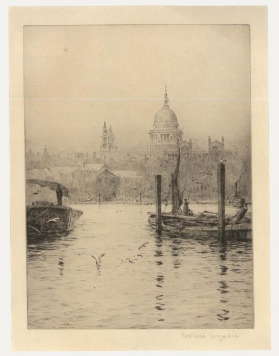 Rowland Langmaid RA (1897-1956) - 1929 Etching, St Paul's from the River