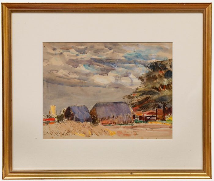 Attrib. Robert G.D. Alexander - Framed Early 20th Century Watercolour, Haystacks