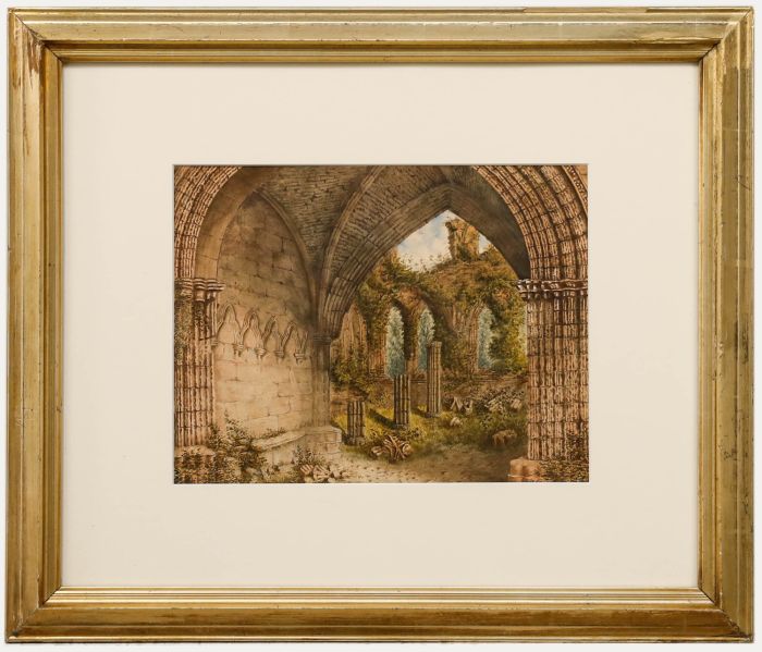 Framed 19th Century Watercolour - Abbey Ruins