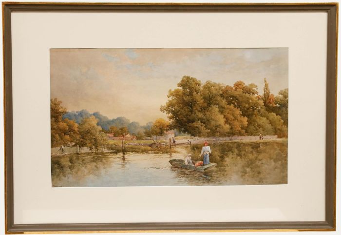 Stephen J. Bowers (fl. 1874-1892) - Watercolour, Punting on the Thames