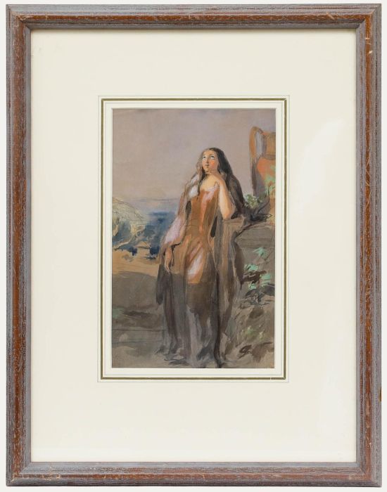 Attrib. John Absolon (1815-1895) - 19th Century Watercolour, A Wistful Girl