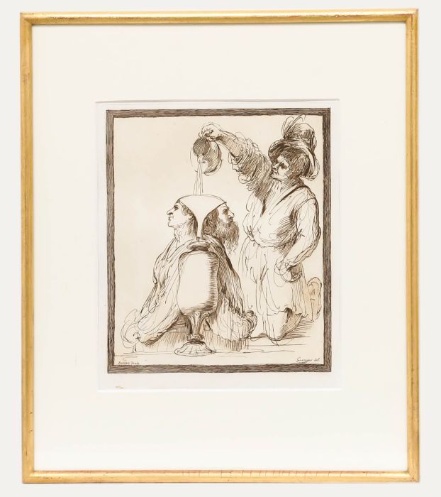 James Basire after Guercino - Framed 18th Century Etching, Study of Janus