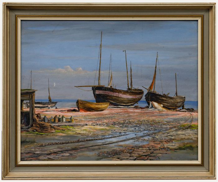 L. Colborn  - Early 20th Century Oil, End Of The Fishing Day