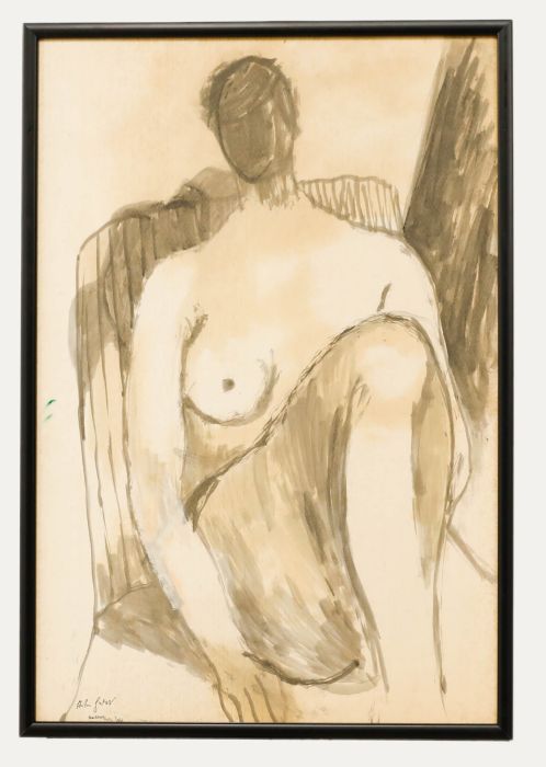 Anton Gold (1914-1970) - Mid 20th Century Gouache, Seated Nude I