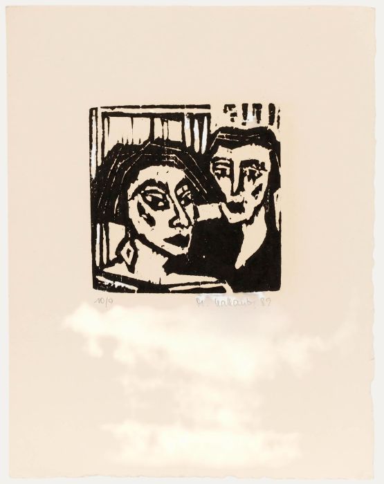 Marion Kallauka - 1989 Woodcut, The Couple