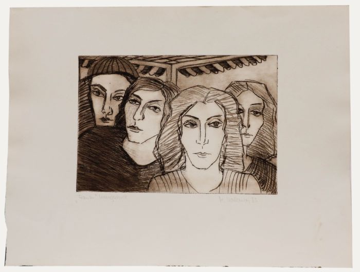 Marion Kallauka - 1983 Etching, Four Women