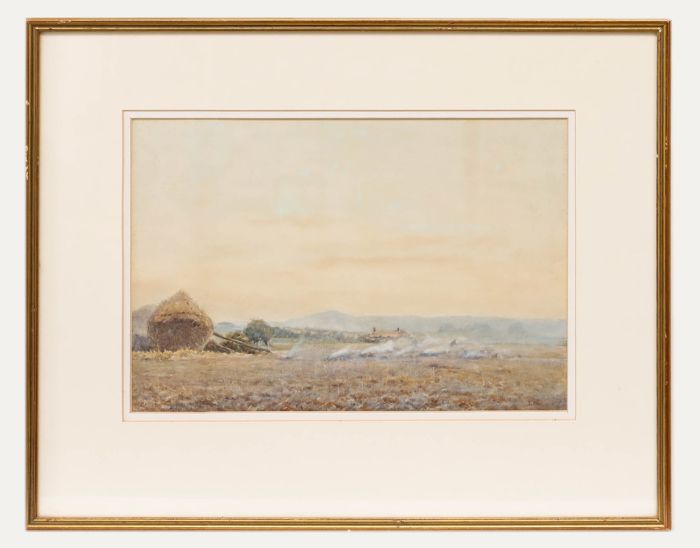 R. Hamilton Chapman (act.1881-1923) - Watercolour, Stubble Burning 86