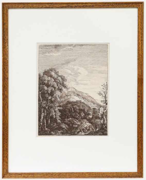 Paul Sandby (1730-1809) - 18th Century Etching, Figures in A Foothill