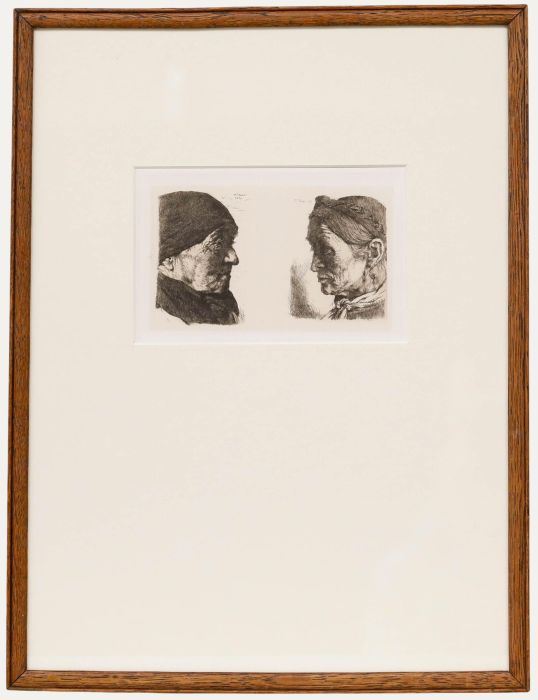 Wilhelm Leibl (1844-1900) - Framed 1874 Etching, Elderly Man and Woman
