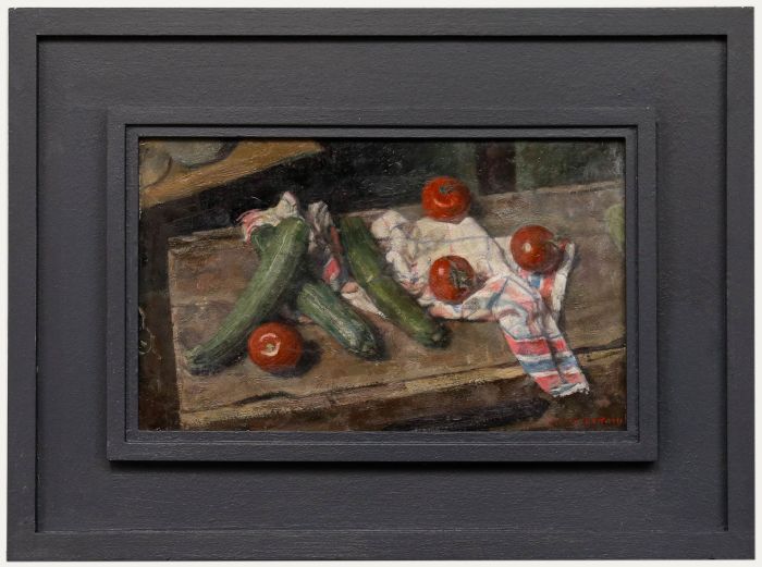 George Weissbort (1928-2013) - Oil, Still Life of Tomatoes & Corguettes