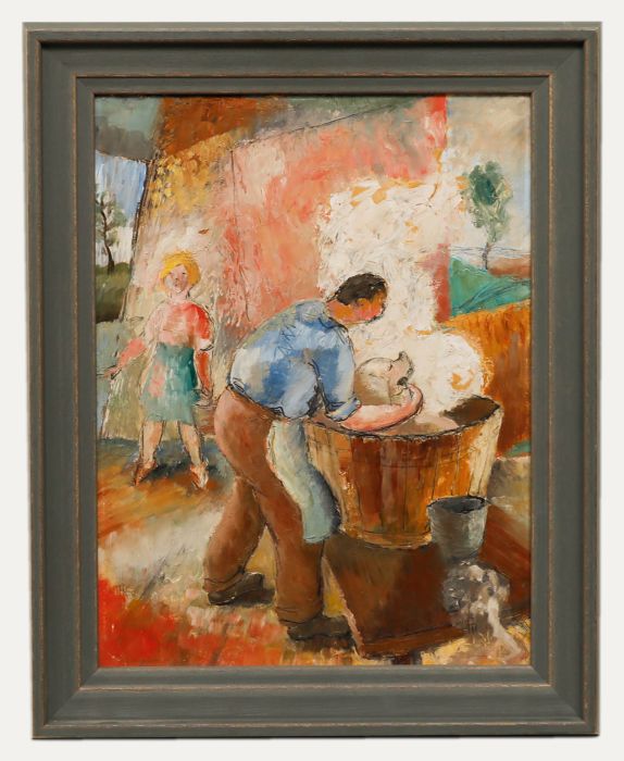 Major Richard ‘Dick’ Heseltine M.C. (1914-2012) - Oil, Scalding a Pig 83