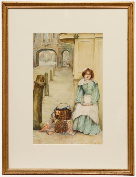 Lewis Nathaniel Nottage - 1902 Watercolour, The Ribbon Seller