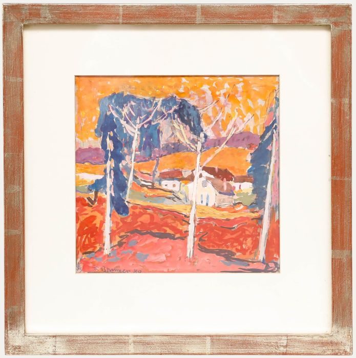 Fritz Brunner (1908-1996) - Framed 1980 Gouache, The Village in Summer