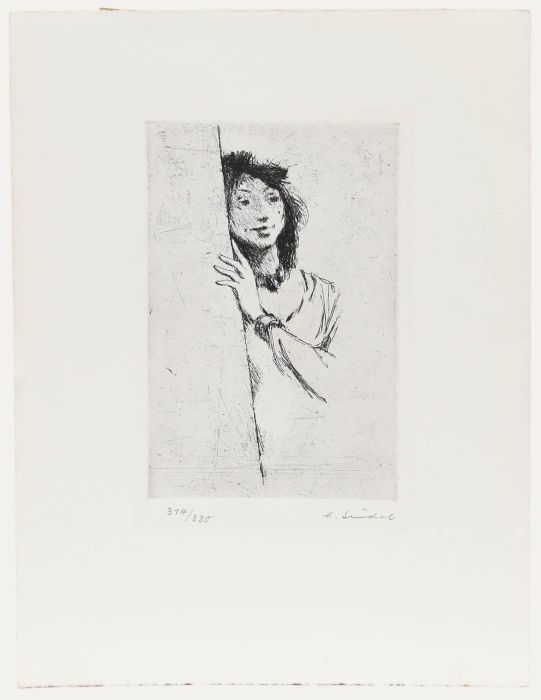 Erich Seidel (1895-1984) - 20th Century Drypoint, Hidden Smile 
